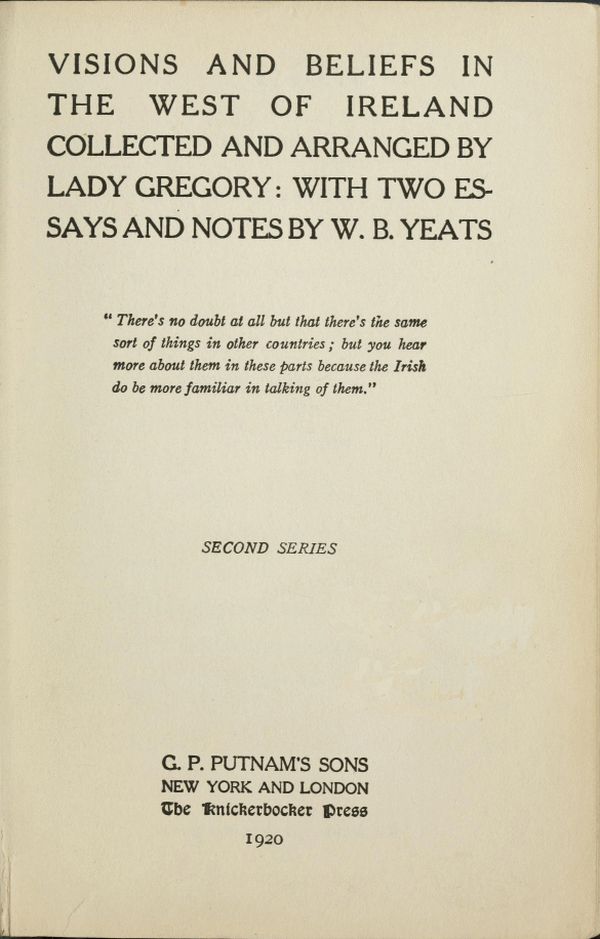 Visions and Beliefs in the West of Ireland, Second Series