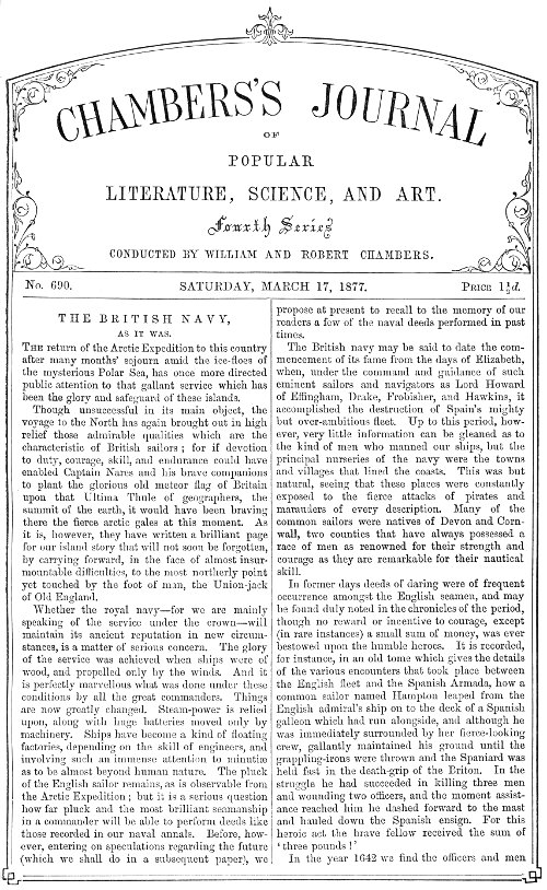 Chambers's Journal of Popular Literature, Science, and Art, No.690
March 17, 1877