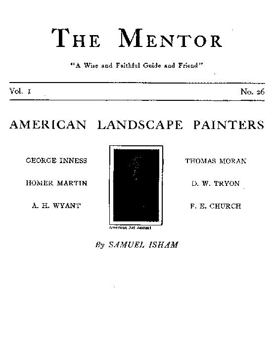 Mentor: Amerikan Pejzaaj Ressamları, Cilt 1, Sayı 26, Seri No. 26