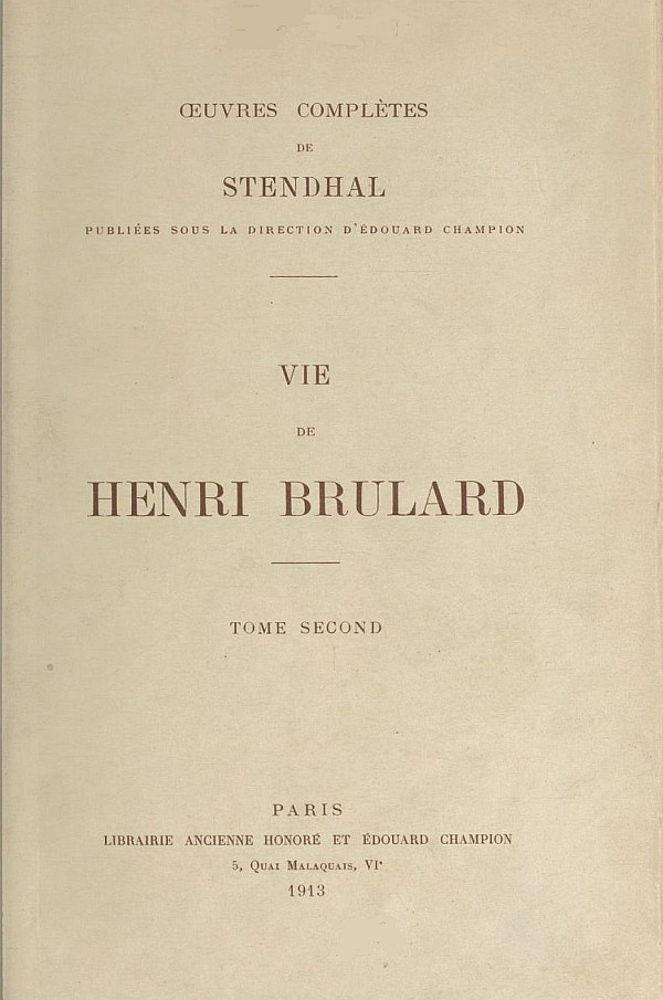 Vie de Henri Brulard, tome 2 Vie de Henri Brulard, tome 2