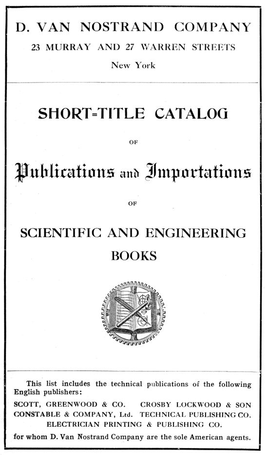 Short-Title Catalog of Publications and Importations of Scientific and Engineering Books (August 1910) Short-Title Catalog of Publications and Importations of Scientific and Engineering Books (August 1910)