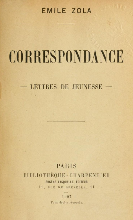Correspondance: Lettres de jeunesse Correspondance: Lettres de jeunesse
