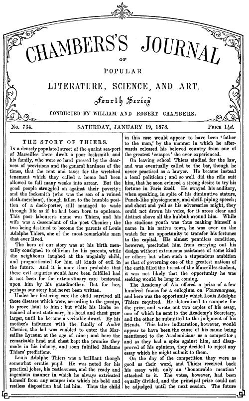 Chambers's Journal of Popular Literature, Science, and Art, No. 734, January 19, 1878