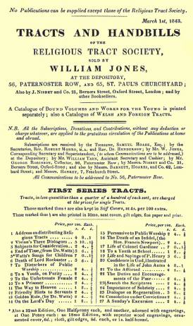 Tracts and Handbills of the Religious Tract Society, March 1st, 1843 Tracts and Handbills of the Religious Tract Society, March 1st, 1843
