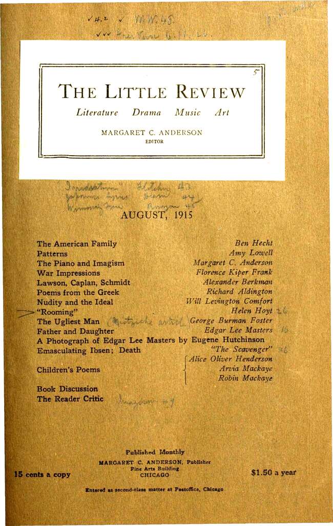Küçük İnceleme, Ağustos 1915 (Cilt 2, No. 5) Küçük İnceleme, Ağustos 1915 (Cilt 2, No. 5)