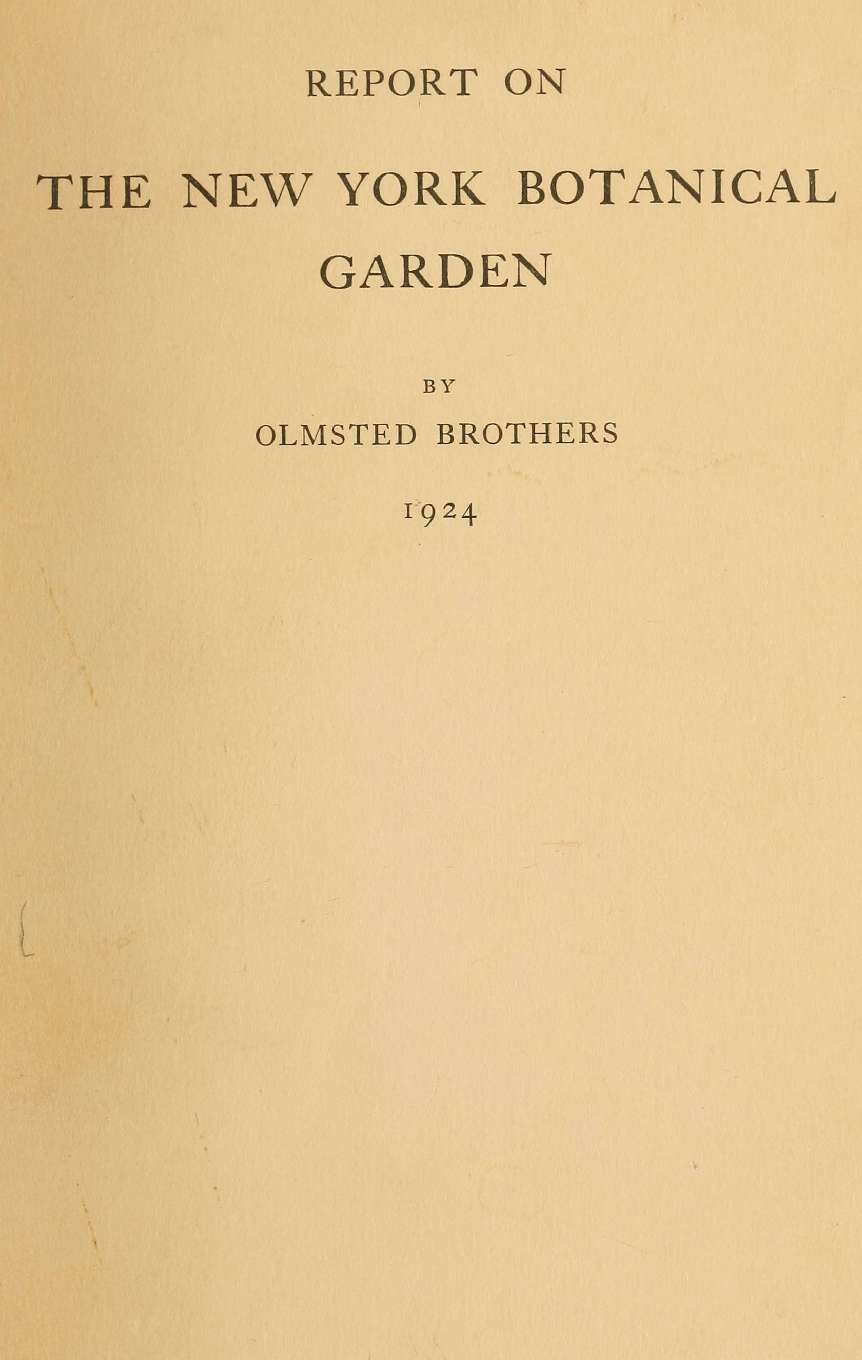 Report on the New York Botanical Garden