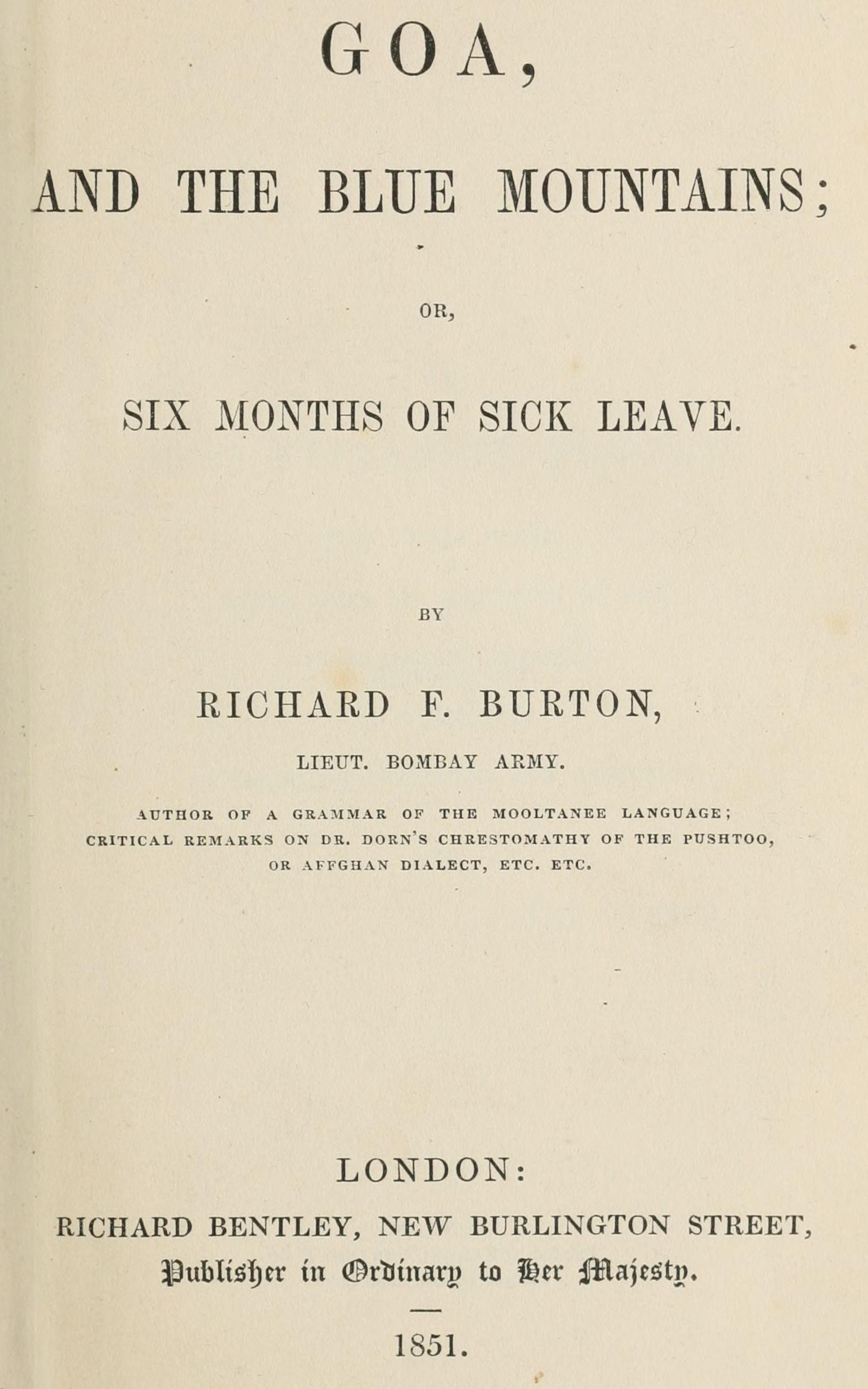 Goa and the Blue Mountains; or, Six months of sick leave Goa and the Blue Mountains; or, Six months of sick leave