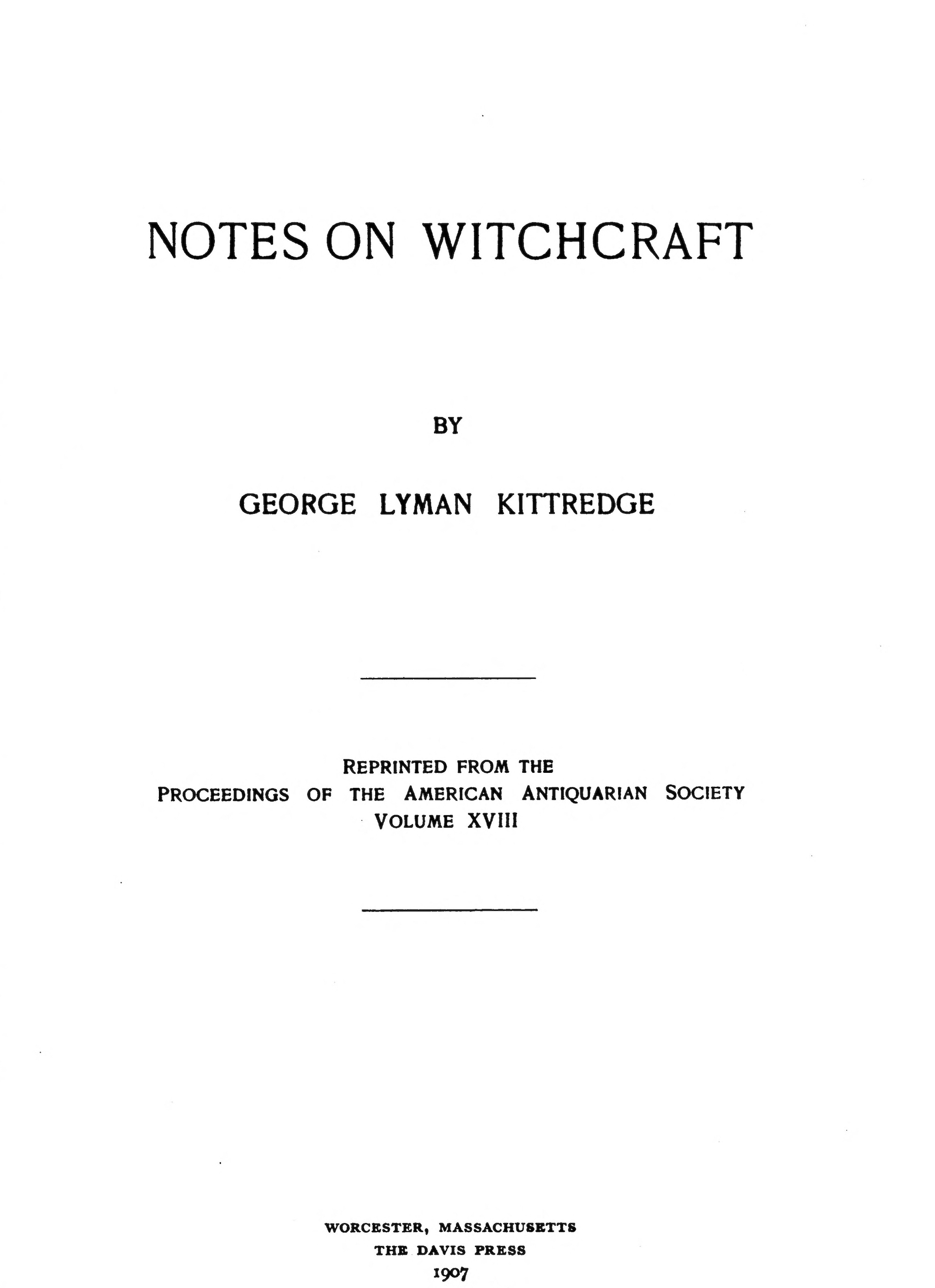 Notes on witchcraft Notes on witchcraft