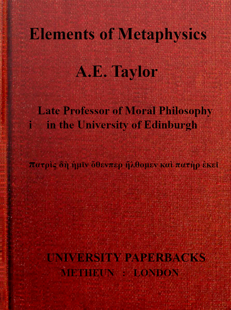 Elements of metaphysics